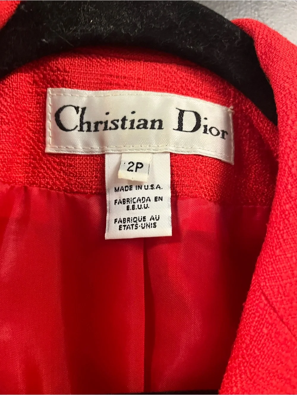 Dior Women's Bright Red Cropped Blazer and Skirt Set